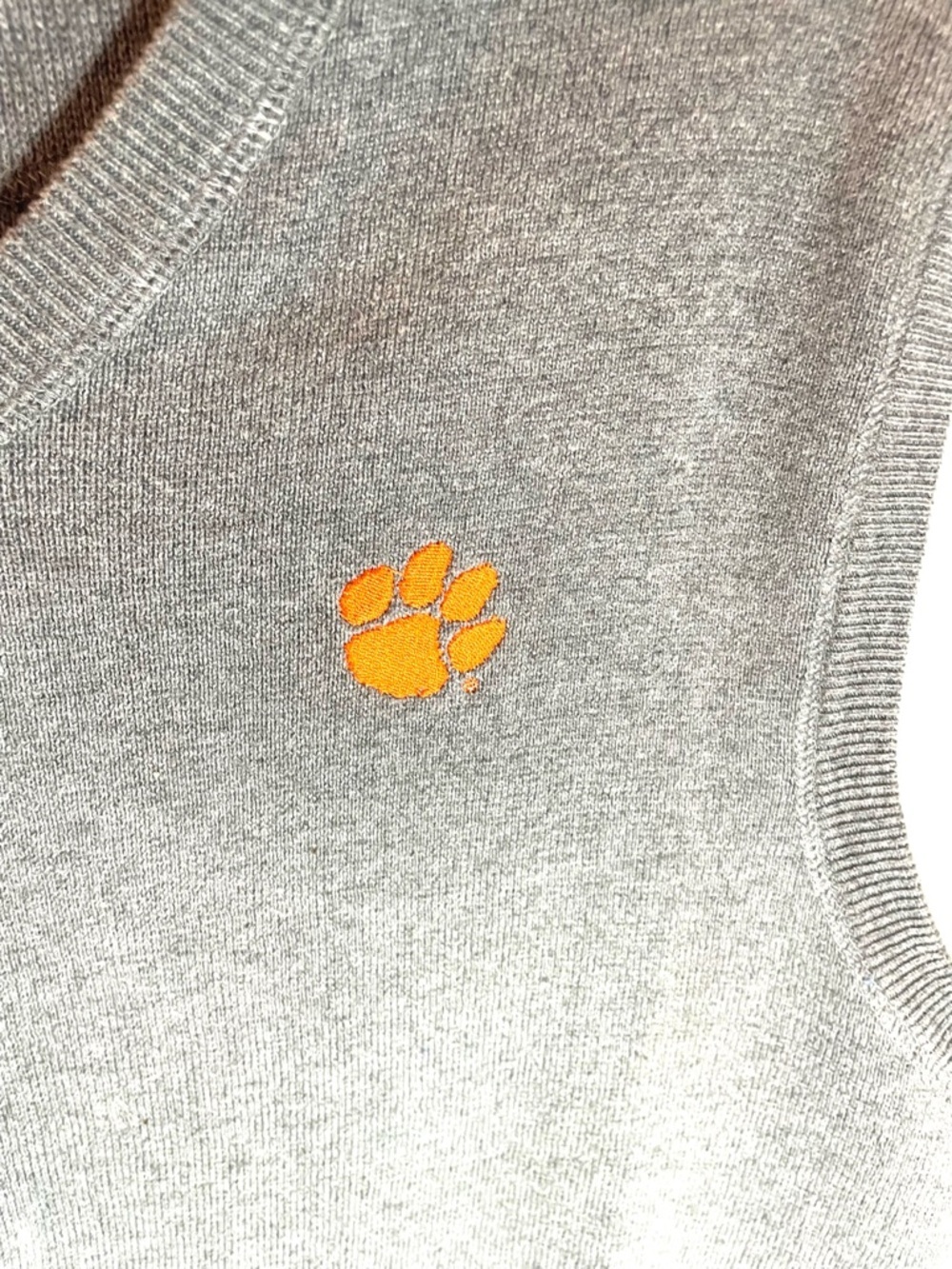 Clemson Tigers Vantage Gray V-Neck Sweater Vest Orange Paw Logo Size L - Picture 4 of 12